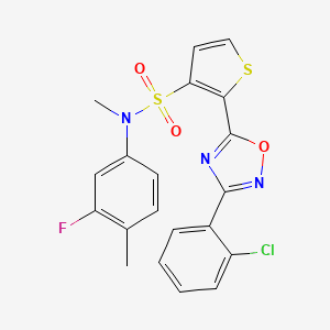 molecular formula C20H15ClFN3O3S2 B3399286 2-[3-(2-chlorophenyl)-1,2,4-oxadiazol-5-yl]-N-(3-fluoro-4-methylphenyl)-N-methylthiophene-3-sulfonamide CAS No. 1040635-51-5