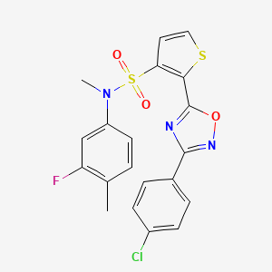molecular formula C20H15ClFN3O3S2 B3399299 2-[3-(4-chlorophenyl)-1,2,4-oxadiazol-5-yl]-N-(3-fluoro-4-methylphenyl)-N-methylthiophene-3-sulfonamide CAS No. 1040635-68-4