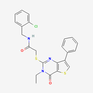 molecular formula C23H20ClN3O2S2 B3399307 N-(2-chlorobenzyl)-2-[(3-ethyl-4-oxo-7-phenyl-3,4-dihydrothieno[3,2-d]pyrimidin-2-yl)thio]acetamide CAS No. 1040635-73-1