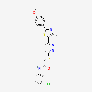 molecular formula C23H19ClN4O2S2 B3399339 N-(3-chlorophenyl)-2-((6-(2-(4-methoxyphenyl)-4-methylthiazol-5-yl)pyridazin-3-yl)thio)acetamide CAS No. 1040636-77-8