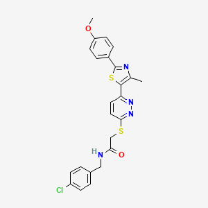 molecular formula C24H21ClN4O2S2 B3399344 N-(4-chlorobenzyl)-2-((6-(2-(4-methoxyphenyl)-4-methylthiazol-5-yl)pyridazin-3-yl)thio)acetamide CAS No. 1040637-00-0