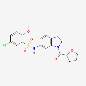 molecular formula C20H21ClN2O5S B3399350 5-chloro-2-methoxy-N-(1-(tetrahydrofuran-2-carbonyl)indolin-6-yl)benzenesulfonamide CAS No. 1040637-27-1
