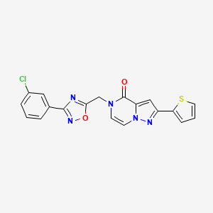 molecular formula C19H12ClN5O2S B3399362 5-((3-(3-chlorophenyl)-1,2,4-oxadiazol-5-yl)methyl)-2-(thiophen-2-yl)pyrazolo[1,5-a]pyrazin-4(5H)-one CAS No. 1040637-89-5
