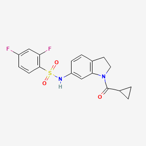 molecular formula C18H16F2N2O3S B3399370 N-(1-(cyclopropanecarbonyl)indolin-6-yl)-2,4-difluorobenzenesulfonamide CAS No. 1040638-02-5