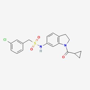 molecular formula C19H19ClN2O3S B3399377 1-(3-chlorophenyl)-N-(1-(cyclopropanecarbonyl)indolin-6-yl)methanesulfonamide CAS No. 1040638-47-8