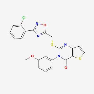 molecular formula C22H15ClN4O3S2 B3399410 2-(((3-(2-chlorophenyl)-1,2,4-oxadiazol-5-yl)methyl)thio)-3-(3-methoxyphenyl)thieno[3,2-d]pyrimidin-4(3H)-one CAS No. 1040639-86-8