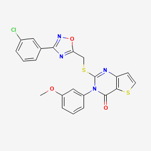 molecular formula C22H15ClN4O3S2 B3399417 2-(((3-(3-chlorophenyl)-1,2,4-oxadiazol-5-yl)methyl)thio)-3-(3-methoxyphenyl)thieno[3,2-d]pyrimidin-4(3H)-one CAS No. 1040639-94-8