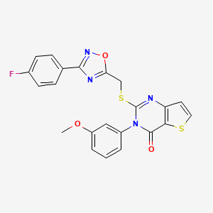 molecular formula C22H15FN4O3S2 B3399425 2-(((3-(4-fluorophenyl)-1,2,4-oxadiazol-5-yl)methyl)thio)-3-(3-methoxyphenyl)thieno[3,2-d]pyrimidin-4(3H)-one CAS No. 1040640-30-9