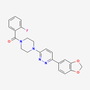 molecular formula C22H19FN4O3 B3399431 3-(2H-1,3-benzodioxol-5-yl)-6-[4-(2-fluorobenzoyl)piperazin-1-yl]pyridazine CAS No. 1040640-40-1