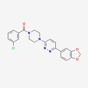 molecular formula C22H19ClN4O3 B3399433 (4-(6-(Benzo[d][1,3]dioxol-5-yl)pyridazin-3-yl)piperazin-1-yl)(3-chlorophenyl)methanone CAS No. 1040640-48-9