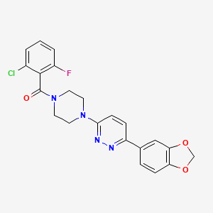 molecular formula C22H18ClFN4O3 B3399439 (4-(6-(Benzo[d][1,3]dioxol-5-yl)pyridazin-3-yl)piperazin-1-yl)(2-chloro-6-fluorophenyl)methanone CAS No. 1040640-56-9