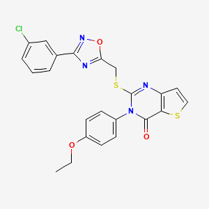 molecular formula C23H17ClN4O3S2 B3399447 2-(((3-(3-chlorophenyl)-1,2,4-oxadiazol-5-yl)methyl)thio)-3-(4-ethoxyphenyl)thieno[3,2-d]pyrimidin-4(3H)-one CAS No. 1040640-75-2