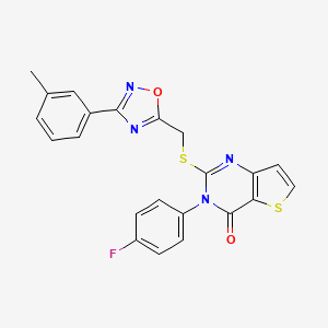 molecular formula C22H15FN4O2S2 B3399472 3-(4-fluorophenyl)-2-(((3-(m-tolyl)-1,2,4-oxadiazol-5-yl)methyl)thio)thieno[3,2-d]pyrimidin-4(3H)-one CAS No. 1040641-13-1