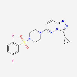 molecular formula C18H18F2N6O2S B3399473 3-Cyclopropyl-6-(4-((2,5-difluorophenyl)sulfonyl)piperazin-1-yl)-[1,2,4]triazolo[4,3-b]pyridazine CAS No. 1040641-18-6