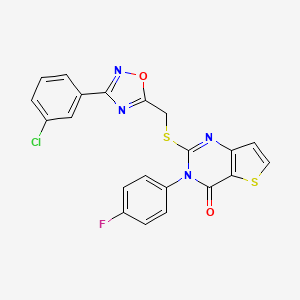 molecular formula C21H12ClFN4O2S2 B3399482 2-(((3-(3-chlorophenyl)-1,2,4-oxadiazol-5-yl)methyl)thio)-3-(4-fluorophenyl)thieno[3,2-d]pyrimidin-4(3H)-one CAS No. 1040641-29-9