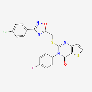 molecular formula C21H12ClFN4O2S2 B3399483 2-(((3-(4-chlorophenyl)-1,2,4-oxadiazol-5-yl)methyl)thio)-3-(4-fluorophenyl)thieno[3,2-d]pyrimidin-4(3H)-one CAS No. 1040641-37-9