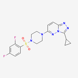 molecular formula C18H18F2N6O2S B3399510 3-Cyclopropyl-6-(4-((2,4-difluorophenyl)sulfonyl)piperazin-1-yl)-[1,2,4]triazolo[4,3-b]pyridazine CAS No. 1040641-64-2