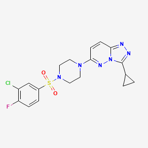 molecular formula C18H18ClFN6O2S B3399526 1-(3-Chloro-4-fluorobenzenesulfonyl)-4-{3-cyclopropyl-[1,2,4]triazolo[4,3-b]pyridazin-6-yl}piperazine CAS No. 1040641-86-8