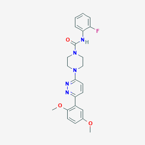 molecular formula C23H24FN5O3 B3399543 4-(6-(2,5-dimethoxyphenyl)pyridazin-3-yl)-N-(2-fluorophenyl)piperazine-1-carboxamide CAS No. 1040642-62-3