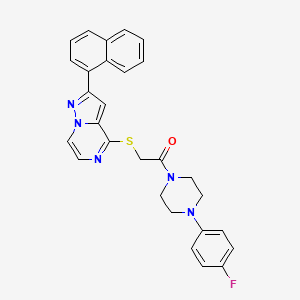 molecular formula C28H24FN5OS B3399544 4-({2-[4-(4-Fluorophenyl)piperazin-1-yl]-2-oxoethyl}thio)-2-(1-naphthyl)pyrazolo[1,5-a]pyrazine CAS No. 1040642-65-6