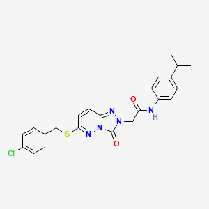 molecular formula C23H22ClN5O2S B3399555 2-[6-[(4-chlorobenzyl)thio]-3-oxo[1,2,4]triazolo[4,3-b]pyridazin-2(3H)-yl]-N-(4-isopropylphenyl)acetamide CAS No. 1040642-91-8