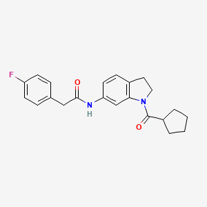 molecular formula C22H23FN2O2 B3399563 N-(1-(cyclopentanecarbonyl)indolin-6-yl)-2-(4-fluorophenyl)acetamide CAS No. 1040642-94-1