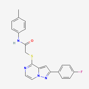 molecular formula C21H17FN4OS B3399578 2-{[2-(4-fluorophenyl)pyrazolo[1,5-a]pyrazin-4-yl]sulfanyl}-N-(4-methylphenyl)acetamide CAS No. 1040643-13-7