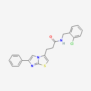molecular formula C21H18ClN3OS B3399583 N-(2-chlorobenzyl)-3-(6-phenylimidazo[2,1-b]thiazol-3-yl)propanamide CAS No. 1040643-19-3