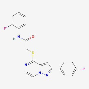 molecular formula C20H14F2N4OS B3399620 N-(2-fluorophenyl)-2-{[2-(4-fluorophenyl)pyrazolo[1,5-a]pyrazin-4-yl]sulfanyl}acetamide CAS No. 1040643-69-3