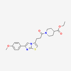 molecular formula C23H27N3O4S B3399637 Ethyl 1-(3-(6-(4-methoxyphenyl)imidazo[2,1-b]thiazol-3-yl)propanoyl)piperidine-4-carboxylate CAS No. 1040644-06-1