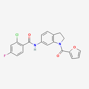 2-chloro-4-fluoro-N-(1-(furan-2-carbonyl)indolin-6-yl)benzamide