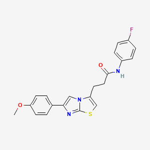molecular formula C21H18FN3O2S B3399660 N-(4-fluorophenyl)-3-(6-(4-methoxyphenyl)imidazo[2,1-b]thiazol-3-yl)propanamide CAS No. 1040644-80-1