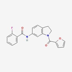 molecular formula C20H15FN2O3 B3399672 2-fluoro-N-(1-(furan-2-carbonyl)indolin-6-yl)benzamide CAS No. 1040645-10-0