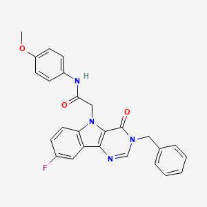 molecular formula C26H21FN4O3 B3399690 2-(3-benzyl-8-fluoro-4-oxo-3H-pyrimido[5,4-b]indol-5(4H)-yl)-N-(4-methoxyphenyl)acetamide CAS No. 1040645-58-6