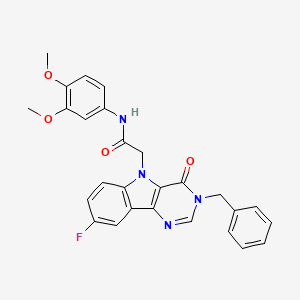2-(3-benzyl-8-fluoro-4-oxo-3H-pyrimido[5,4-b]indol-5(4H)-yl)-N-(3,4-dimethoxyphenyl)acetamide
