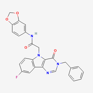 N-(benzo[d][1,3]dioxol-5-yl)-2-(3-benzyl-8-fluoro-4-oxo-3H-pyrimido[5,4-b]indol-5(4H)-yl)acetamide