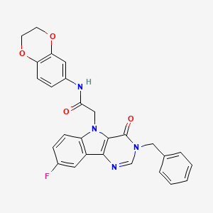 molecular formula C27H21FN4O4 B3399710 2-(3-benzyl-8-fluoro-4-oxo-3H-pyrimido[5,4-b]indol-5(4H)-yl)-N-(2,3-dihydrobenzo[b][1,4]dioxin-6-yl)acetamide CAS No. 1040645-86-0
