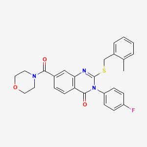 molecular formula C27H24FN3O3S B3399715 3-(4-fluorophenyl)-2-((2-methylbenzyl)thio)-7-(morpholine-4-carbonyl)quinazolin-4(3H)-one CAS No. 1040646-03-4