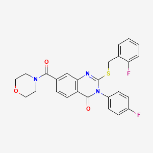 2-((2-fluorobenzyl)thio)-3-(4-fluorophenyl)-7-(morpholine-4-carbonyl)quinazolin-4(3H)-one