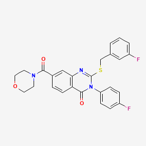 molecular formula C26H21F2N3O3S B3399730 2-[(3-fluorobenzyl)thio]-3-(4-fluorophenyl)-7-(morpholin-4-ylcarbonyl)quinazolin-4(3H)-one CAS No. 1040646-18-1