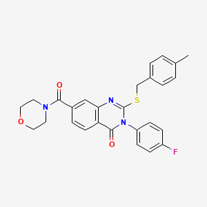 molecular formula C27H24FN3O3S B3399733 3-(4-fluorophenyl)-2-((4-methylbenzyl)thio)-7-(morpholine-4-carbonyl)quinazolin-4(3H)-one CAS No. 1040646-25-0