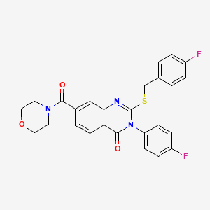 molecular formula C26H21F2N3O3S B3399735 2-((4-fluorobenzyl)thio)-3-(4-fluorophenyl)-7-(morpholine-4-carbonyl)quinazolin-4(3H)-one CAS No. 1040646-31-8