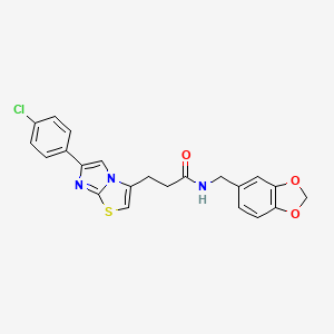 molecular formula C22H18ClN3O3S B3399739 N-(benzo[d][1,3]dioxol-5-ylmethyl)-3-(6-(4-chlorophenyl)imidazo[2,1-b]thiazol-3-yl)propanamide CAS No. 1040646-36-3