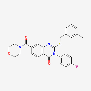 molecular formula C27H24FN3O3S B3399744 3-(4-fluorophenyl)-2-((3-methylbenzyl)thio)-7-(morpholine-4-carbonyl)quinazolin-4(3H)-one CAS No. 1040646-37-4