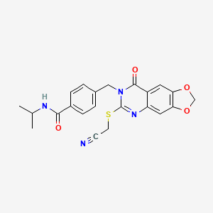 molecular formula C22H20N4O4S B3399780 4-{[6-[(cyanomethyl)thio]-8-oxo[1,3]dioxolo[4,5-g]quinazolin-7(8H)-yl]methyl}-N-isopropylbenzamide CAS No. 1040646-80-7