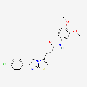 molecular formula C22H20ClN3O3S B3399784 3-(6-(4-chlorophenyl)imidazo[2,1-b]thiazol-3-yl)-N-(3,4-dimethoxyphenyl)propanamide CAS No. 1040646-86-3