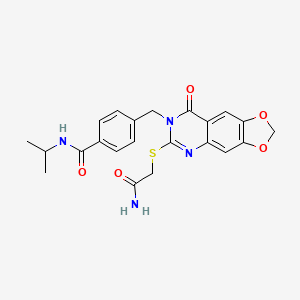 4-((6-((2-amino-2-oxoethyl)thio)-8-oxo-[1,3]dioxolo[4,5-g]quinazolin-7(8H)-yl)methyl)-N-isopropylbenzamide