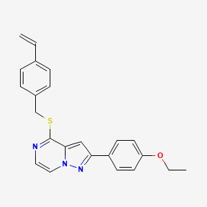 molecular formula C23H21N3OS B3399793 2-(4-Ethoxyphenyl)-4-[(4-vinylbenzyl)thio]pyrazolo[1,5-a]pyrazine CAS No. 1040646-88-5