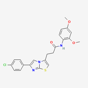 molecular formula C22H20ClN3O3S B3399800 3-(6-(4-chlorophenyl)imidazo[2,1-b]thiazol-3-yl)-N-(2,4-dimethoxyphenyl)propanamide CAS No. 1040646-93-2