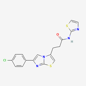 molecular formula C17H13ClN4OS2 B3399817 3-(6-(4-chlorophenyl)imidazo[2,1-b]thiazol-3-yl)-N-(thiazol-2-yl)propanamide CAS No. 1040647-00-4